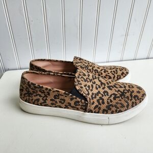 Funky Monkey Brown Leopard Sneakers Women's Slip On Casual Shoes Sz 9